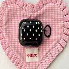 Minimalist Classic Black & White Polka Dot Pattern Glossy Protective Case Compatible With Apple Bluetooth Earphones 2nd, 4th Gen, Suitable For AirPods 2/3/Pro - Black - View 3