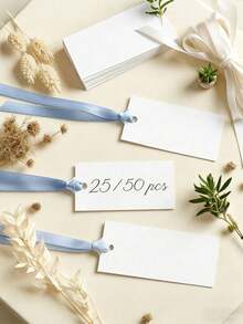 50 tấm thiệp trắng để bàn tiệc cưới kèm ruy băng satin và móc treo, đồ dùng trang trí tiệc cưới, kỷ niệm. - Nhiều màu - Xem 9