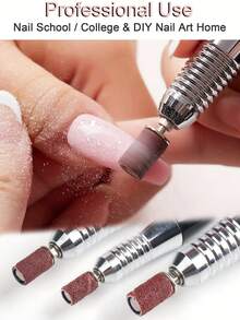 150片装指甲打磨砂圈，配1个打磨头，80#/120#/180#目数，耐用指甲打磨砂圈，适用于指甲钻头，美甲沙龙和家庭使用。 - 巧克力棕 - 查看 3