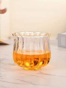 小莲花玻璃茶杯，耐热透明玻璃功夫茶杯，单杯，大师杯，优雅莲花耐热彩色咖啡饮料水杯，透明竖条纹可爱莲花硼硅玻璃茶具杯 - 彩色 - 查看 7