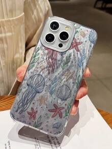 1pc Fashionable Jellyfish & Starry Sky Graphic Soft Glossy Transparent IMD Phone Case, Compatible With IPhone 16 Pro Max/16/16 Pro/16 Plus/15/15 Pro Max/15 Pro/11/12/13/14 Pro Max/11 Pro Max/12 Pro/12 Pro Max/13 Pro/13 Pro Max/14 Pro/14 Pro Max, Creative & Elegant - Multicolor - View 2