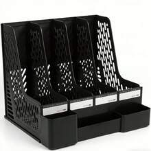 4-Grid Desk Organizer With Pen Holder - Fashionable Office Supplies And File Storage - Single Piece - View 14