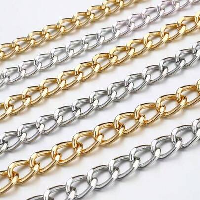 1 metro/39,37 pulgadas Cadena plana de aluminio retorcido, accesorios de joyería DIY para pulseras y collares, opciones de multicolor