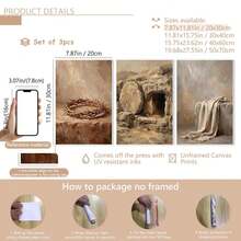 3件套基督教壁画套装“从受难到复活”。复活节礼物。基督教数字海报，适用于家居装饰、房间装饰、卧室装饰、客厅装饰、浴室装饰、墙面装饰。可选配带框壁画。 - A - 查看 14