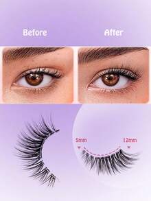 10 Pairs Cat Eye False Eyelashes, Natural Transparent Stem, 3D Faux Mink Lashes, Soft & Natural Look - Black - View 6