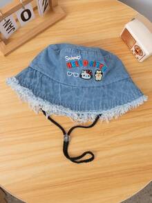 SANRIO 1顶可爱卡通水洗牛仔布毛边渔夫帽，时尚遮阳徒步帽，适合日常佩戴 - 彩色 - 查看 9