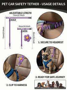 PETSIN 1 件装汽车安全狗安全带，宠物车用牵引绳，狗用安全带系绳，狗用安全带扣，狗用汽车安全带圣诞礼物 - 彩色 - 查看 3