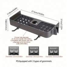 99%兼容淋浴喷头，适用于18-25毫米管径 - 通用浴室悬挂式置物架，可调节高度淋浴置物架，白色塑料材质，无需钻孔，浴室收纳整理架 | 可调节高度置物架 | 耐用塑料置物架，淋浴收纳架 - 灰色 - 查看 2