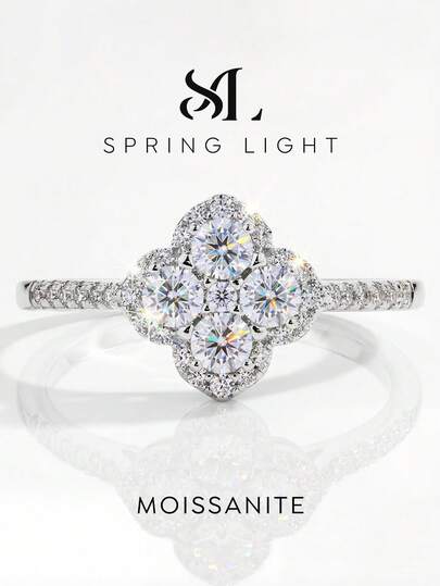 1 Carat Rose Fountain 4-Prong Moissanite Diamond Engagement Ring, S925 Sterling Silver Minimalist Romantic Ring, Eternal Ring, Wedding Anniversary Ring, Luxury Jewelry, Women's Wedding Anniversary Gift