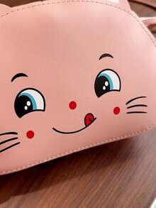 Túi đeo vai hình mèo hoạt hình dễ thương cho bé gái, túi đeo chéo dung tích lớn kiêm ví đựng tiền xu. - Hồng - Xem 5