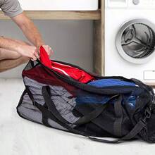 Mesh Duffle Bag With Zipper And Adjustable Shoulder Strap 15" X 36" - Multipurpose Oversized Gym Bag For Equipment Sports Gear Laundry - Breathable Mesh And Travel Bag - Màu vàng - Xem 7