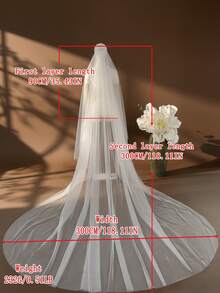 1pc Double-Layer Blusher Bridal Veil, Simple Chiffon Cathedral Length, Suitable For Waltz Wedding, Travel Photography Props, Bridal Accessories With Hair Comb - 彩色 - 查看 10