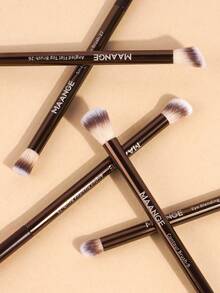 MAANGE 7/13pcs Professional Aluminum Tube Face Makeup Brush Set With Makeup Bag,Loose Powder Brush Blush Brush Finger Foundation Brush Contour Brush Concealer Brush Highlighter Brush Makeup Tools Gift For Women & Girl Travel Makeup Brush Set ﻿ - Chocolate Brown - View 7