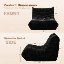 Bean Bag Chair Big Sofa Beanbag Chair For Adults Fireside Chair Bean Bag Lounger With Memory Foam Filled For HomeApartment Or Gaming Venue Black Plush - 黑色毛絨 - 查看 3