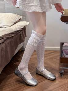 1/3 Pairs Spring/Summer Thin Over-The-Knee Socks, Ballerina Lace Long Socks, Hollow Calf Socks, Y2K Knee-High Socks, Fishnet Slouch Socks, Backless Socks, Minimalist Sexy High Socks, Straight Tube Socks - Multicolor - View 9