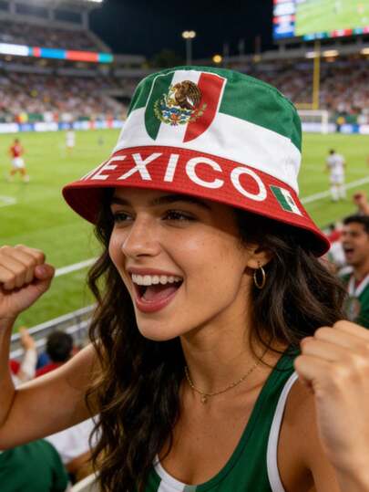 2026 Mexico Reversible Bucket Hat Men's And Women's World Cup Products, Fans Cheer The National Flag, Printed Basin Hat