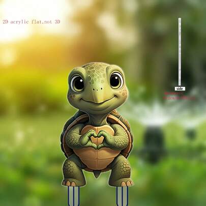 2D Flat Mini Turtle Planter Decor, Plant Marker, Perfect Home Decor, Best Gift For Holidays, Durable Acrylic Outdoor Decoration For Lawn And Planter, Weather-Resistant, Easy To Install, No Electricity Needed, Great For Adding Unique Decoration To Your Garden, Planter, Potted Plants