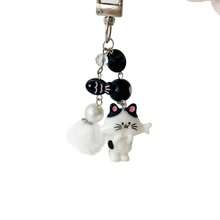 1pc Original Korean/Japanese Cute Cartoon Cat In Love Keychain, Furball Beaded Phone Strap, Backpack Charm, Keyring - Car Keychain, Cute Decor, Party Gift, Exquisite Gift, Mini Figurine, Birthday Gift, Holiday Gift, Christmas, April Fool's Day, Halloween - Multicolor - View 2
