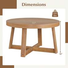 30'' Round Coffee Table W/Solid Wood Cross-Shaped Base.Farmhouse Accent Tea Table - Natural - View 2