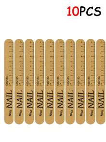 10支装带刻度的卸甲棒，防水耐用，可用于修型和抛光。双面指甲锉（5支/1件套） - 黃色 - 查看 10