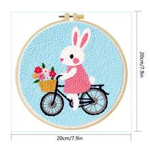 1pc Punch Needle Embroidery Kit, 20*20cm/7.8*7.8in, Includes Pre-Printed Pattern, Yarn, Embroidery Hoop And Needle Tools, Handmade Embroidery DIY Kit, Suitable For Adult Beginners, Home Gift, Women's Sewing Gift - A - View 4