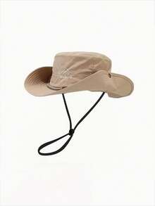 山峰刺绣渔夫帽，男女通用西部风格防紫外线钓鱼帽，轻便可折叠旅行遮阳帽 - A - 查看 3