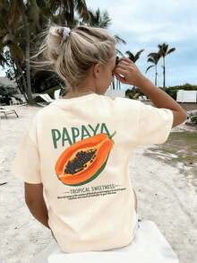 Tween Girls' Casual Graphic Print Crew Neck Short Sleeve T-Shirt, Summer Top - Apricot - View 4