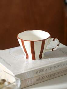 1pc Vintage Striped Ceramic Mug, Elegant Coffee Cup For Home Use, Suitable For Water, Milk, Oatmeal, Tea, Juice, Breakfast, Coffee, Beverages, Applicable For Cafe, Home, Restaurant, Party, Office, Father's Day, Mother's Day, Gift For Friends, Boyfriend/Girlfriend, Family, Teachers, Coworkers, Halloween, Christmas - Multicolor - View 16