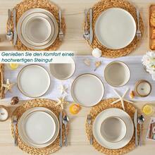 vancasso Kaffeebecher set, Kaffeetassen Set 6 Personen aus Porzellan, 480ML Tassen Set weiß, 6er Kaffeeservice mit Henkel, Tassen mit Henkel für Kaffee, Tee QE76 - Beige - Übersicht 9