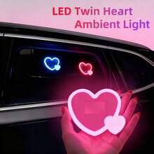 2026 New Solar Powered LED Double Heart Neon Light, Car Atmosphere Lamp, Wireless, Design, 7 Romantic Lighting Modes, Automatic Sensor Rear Window Decor, Essential For Couples & Female Drivers, Creative Personalized Interior Decor, Soft Halo Creates Romantic Ambiance, Perfect Mother's Day & Wedding Gift, LED Heart Lamp - Multicolor - View 5