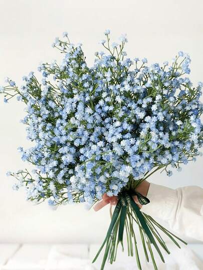 600pcs Blue Artificial Gypsophila Flowers, 20 Bunches Lifelike Gypsophila Bouquet, UV-Resistant Silk-Like Artificial Floral Arrangements, Suitable For Wedding Decor, Elegant Party Centerpieces, Anniversary Celebrations, DIY Home & Garden, Indoor/Outdoor Decoration, Bridal Bouquet And Vase Filler
