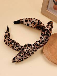 1 chiếc băng đô in họa tiết da báo, phụ kiện tóc đa năng phong cách đường phố, băng đô bản rộng thời trang có nơ. - Nhiều màu - Xem 2