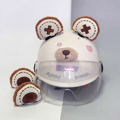2/3pcs Detachable Cute Dog Ear / Bear Ear / Cat Ear With Bow Motorcycle/Electric Bike Helmet Decorative Accessories