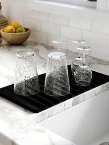 1片加厚硅胶厨房水槽垫 | 防滑、耐热、防水水槽台面沥水垫，带排水槽 - 易于清洁，可卷起晾干餐具，保护餐具、盘子和台面 - 彩色 - 查看 10