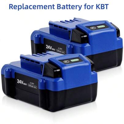 1PC For KBT 24V 6.0Ah Lithium-Ion Cordless Power Tools Replacement For KB624-03 KB524-03 KB424-03 KB224-03 KB124-03 0673802 1051230 Lithium-Ion Cordless Tool Battery [Not Suitable For Snow Joe And Sun Joe 24V Tools]