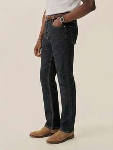 Men's Stretch Slim Straight Business Casual Jeans, Slant Pocket Design, Versatile For Daily Wear - Black - View 4