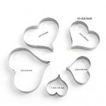 5 Pcs Heart Shape Smooth Curved Cookie Cutter Set Stainless Steel Cookie Cutter - Silver - View 3