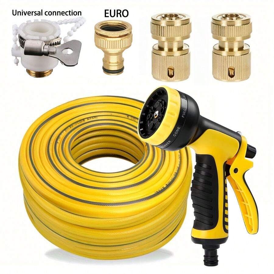 一套/坚固耐用的PVC水管，长杆水枪，喷嘴，耐刮擦、耐磨损、防水，家用水管，阳台，洗车，浇水，花园，草坪，庭院，洒水器，四季皆宜