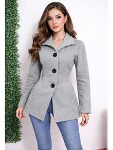 Women's Blazer Coat In Warm Wool For Elegant Winter - 灰色 - 查看 1