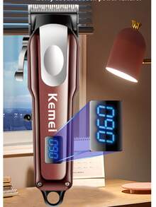 Kemei 1 pieza Cortadora de pelo eléctrica recargable para hombres, con ajuste de precisión, recortadora de barba inalámbrica profesional con peine ajustable - Rojo - Ver 6