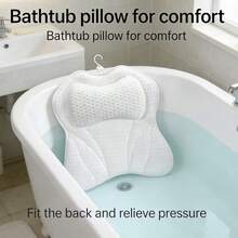 Bath Pillows For Tub, Ergonomic Bathtub Pillow For Head, Neck & Back Support, Soft Spa Cushion Washable With 4D Mesh & Non-Slip Suction Cups, Relaxing Hot Tub Accessories & Spa Gifts For Women And Men - A - View 9