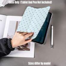 Y-Fold High-Transparency Acrylic Tablet Case.Cool Light Blue Polka Dot Y-Fold Clear Acrylic Case - School Student Tablet Cover With Pencil Slot.Y-Shaped Foldable Transparent Acrylic Tablet Case With Pencil Slot, Stable Stand And Shockproof Design. High Transparency, Durable Print.Compatible Models Mini4/5 - Blue Gray Dots - View 3
