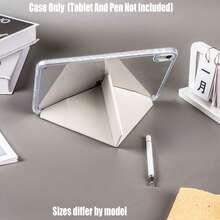 Y-Fold High-Transparency Acrylic Tablet Case.Cool Light Blue Polka Dot Y-Fold Clear Acrylic Case - School Student Tablet Cover With Pencil Slot.Y-Shaped Foldable Transparent Acrylic Tablet Case With Pencil Slot, Stable Stand And Shockproof Design. High Transparency, Durable Print.Compatible Models Mini4/5 - Blue Gray Dots - View 6