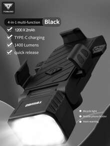 TOSUOD Luz Delantera de Bicicleta 4 en 1 Integrada con Bocina y Soporte para Teléfono, Luz de Ciclismo de Alta Luminosidad, Sonido de Advertencia Fuerte, Montaje Fácil y Estable, Universal para Bicicletas de Montaña, Carretera, Plegables y de Transporte, Accesorio de y Navegación para Conducción Nocturna - Multicolor - Ver 13