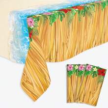 Khăn trải bàn dùng một lần kiểu Hawaii Luau, khăn phủ bàn tiệc nhiệt đới in hình váy cỏ, khăn trải bàn hoa văn Aloha bãi biển cho tiệc Luau, tiệc mùa hè, sinh nhật, tiệc bể bơi, khăn trải bàn hình chữ nhật bằng nhựa. - Nhiều màu - Xem 1