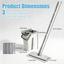 A Versatile Mop Bucket Designed For Both Wet And Dry Cleaning, Complete With A Mop And Three Extra Pads. It Features A 360° Rotating Mop Head, Eliminating The Need For Hand Washing. This Large Mop Is Ideal For Use In Homes, Offices, Hotels - Cây lau nhà thần kỳ - Xem 11