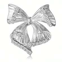 Exquisite Unique Luxurious Fashion New Butterfly Brooch Scarf Set, Jacket Dress Headscarf Accessories Zirconia Gold-Plated, Suitable For Daily, Vacation, Music Festival, Party, Mother's Day, Anniversary Gift - Silver - View 6