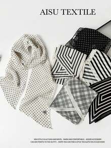 1pc Women Elegant Solid Color Lightweight Chiffon Scarf, Soft Lady Neck Accessory, Versatile For Head, Shoulder, Beach, Hair Decoration, An Ideal Choice To Accessorize You For Dress - Multicolor - View 12