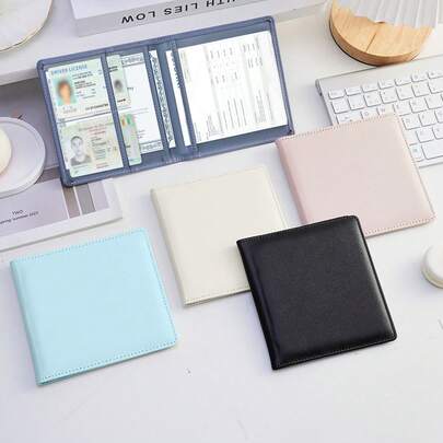 Kingsung Titular de licencia de conducir de moda - Billetera mini y estuche para tarjetas, organizador para registro vehicular y , almacenamiento para guantera de automóvil y camión, bolsa de documentos casual, sostiene identificación, pasaporte, licencia de conducir, tarjetas bancarias/de crédito/de tienda, liviano y portátil, múltiples colores disponibles, ideal para regalos de cumpleaños, aniversario, San Valentín, Navidad y Año Nuevo