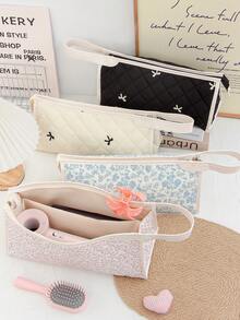 Bow Quilted Hair Dryer Storage Bag  Curling Iron Storage Bag Hair Clips Storage Bag With Divider Cosmetic Bag Makeup Bag Hair Tool Storage Bag Jewelry Organizer Multi-Functional Storage Bag Hair Dryer Holder Hair Tool Bag Set Travel Carrying Organizer Bag For Crimping Hair Tools(Curling Iron, Hair Dryer),Hair Clips,Hair Straightener, Ideal For Home&Travel,Travel Essentials Cruise Essentials Bridesmaid Gifts Mom Gifts - View 2